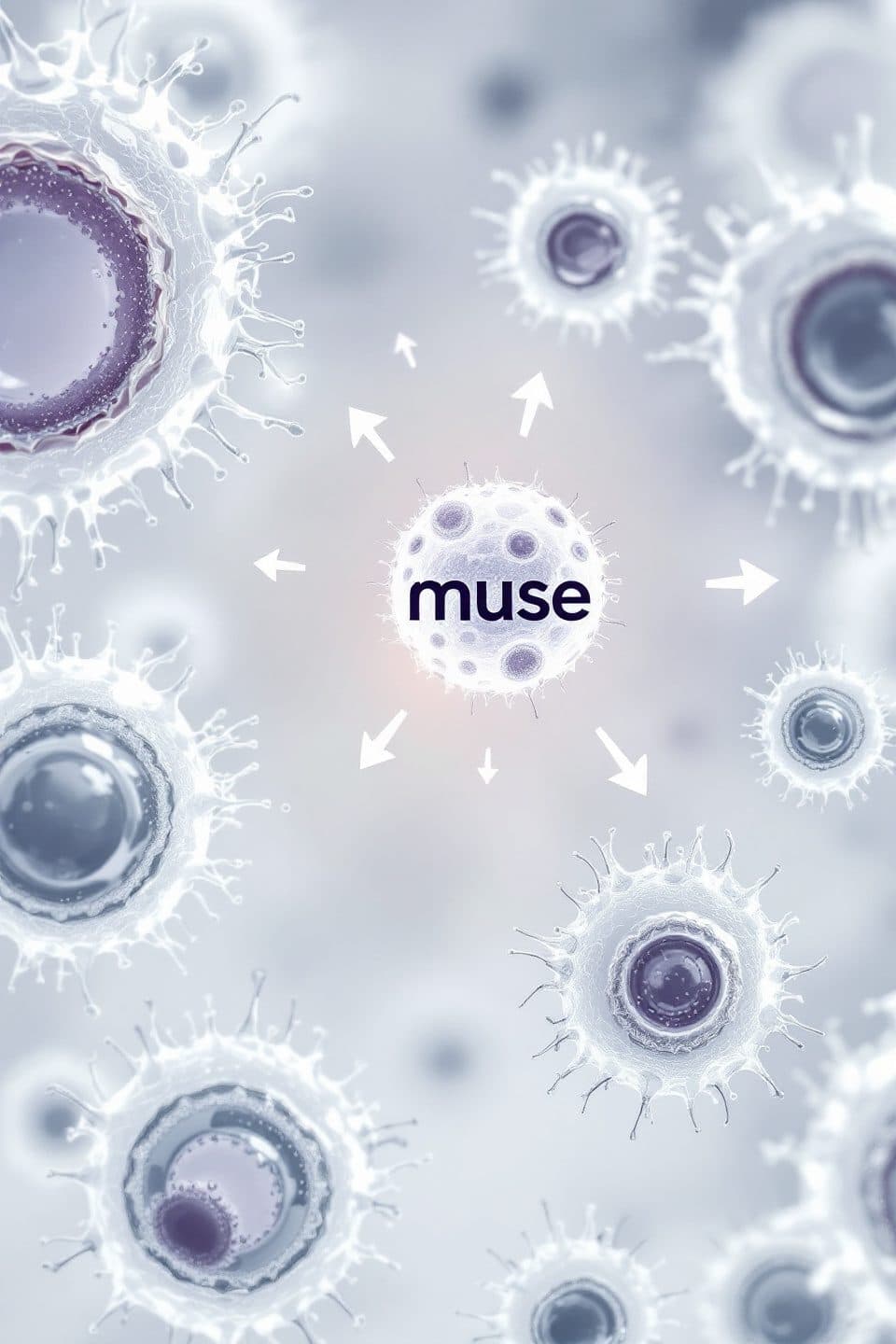 Illustration of a cell labeled muse at the center, with arrows pointing out toward surrounding cells